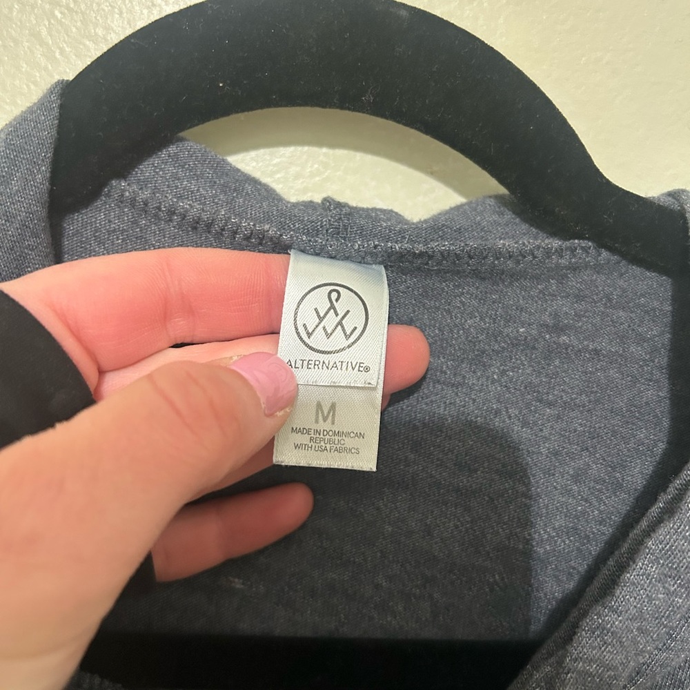 ALTERNATIVE | Charcoal Blue Gray Lightweight Pullover Hoodie - Picture 3 of 4
